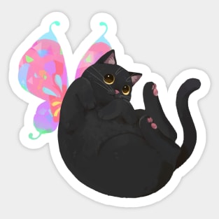 Curled Up Fairy Cat (black cat) Sticker